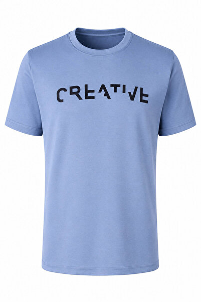 trender 226-29 Creative Print Modal Octavian Ice Blue Men's T-Shirt 26Yg08000022