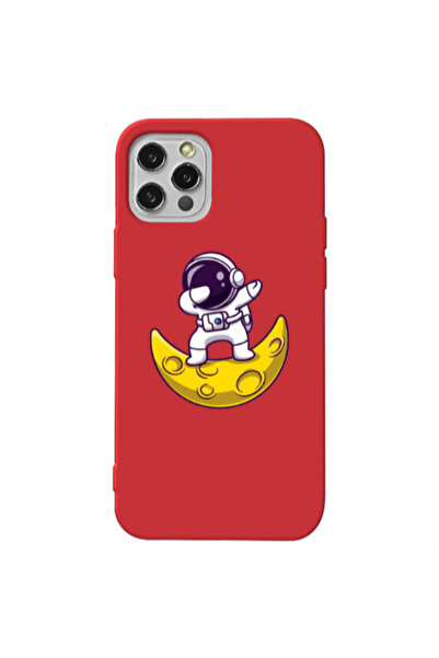 Other Apple iPhone 12 Pro Max Astronaut on the moon Red Colored Silicone TPU ...