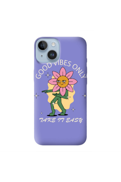 Other Apple iPhone 14 Good Vibes Only Purple Colored Silicone TPU Θήκη
