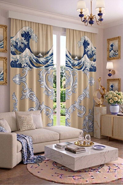 EFSANE PET Modern Vintage Patterned Background Curtain 100 X 250 cm 1 Panel D...