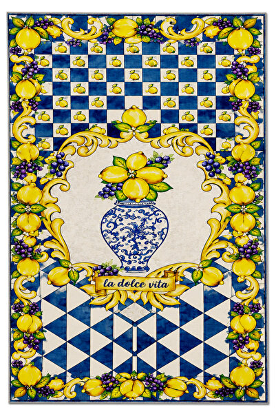 Rugs Modern Halı SDTAMOR Limon Desenli Modern Dokuma Taban Dekoratif Halı sdt...