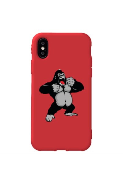 Other Apple iPhone Xs Angry Gorilla2 Red Colored Silicone TPU Θήκη