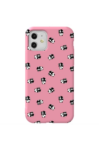Other Apple iPhone 11 Small Pandas Pink Colored Silicone TPU Θήκη