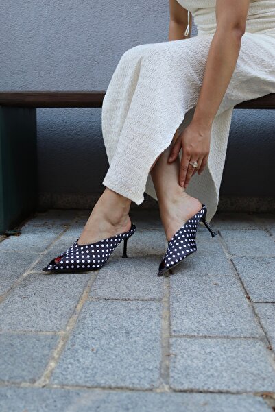 DC DONNA Women's Black Polka Dot Open Toe Thin Heeled Shoes