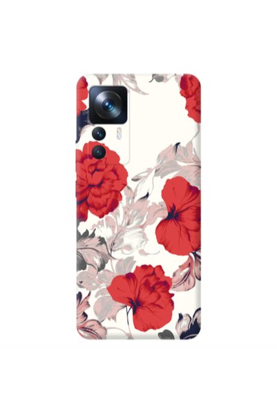 Other Xiaomi Mi 12T Red Flowers Transparent Silicone TPU Θήκη