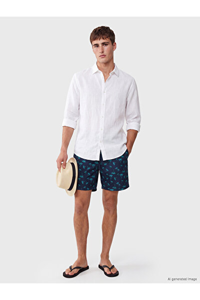 LC Waikiki Trendlucky Men's Palm Patterned Knee Length Swim Shorts with Diffe...
