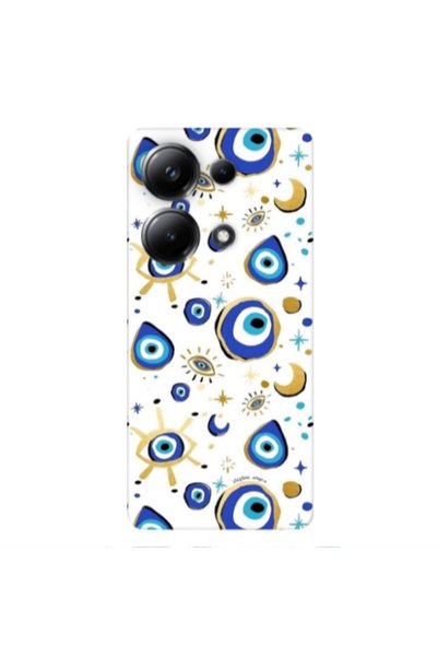 Other Xiaomi Poco M6 Pro 4G Gold evil eye beads Transparent Silicone TPU Θήκη