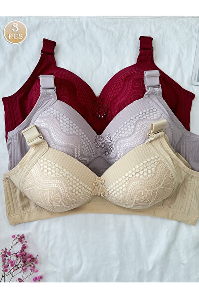 jackze 3-piece set of underwire-free bra for women, featuring anti-sagging, u...