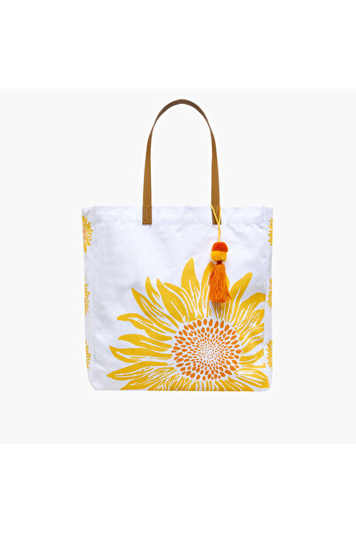 Lifestyle Sunflower Print Tote Bag with Double Handle