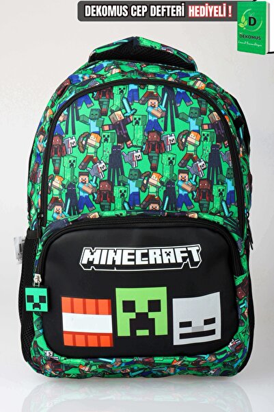 WİGGLE x Dekomus Lisanslı Minecraft Creeper Piksel Desenli Büyük Boy Okul Çan...