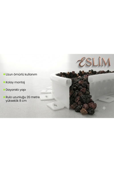eslimpeyzaj Şeffaf Led Takılabilir Esnek Çim Sınırlayıcı 20 MT Çim Taş Toprak...