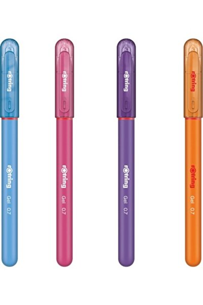 Rotring 07 mm Renkli Jel Kalem Seti 4 Adet Canlı Renkler ile Yumuşak Yazım De...