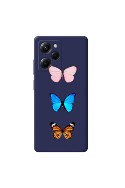 Other Xiaomi Poco X5 Pro Triple Butterfly Dark blue Colored Silicone TPU Θήκη