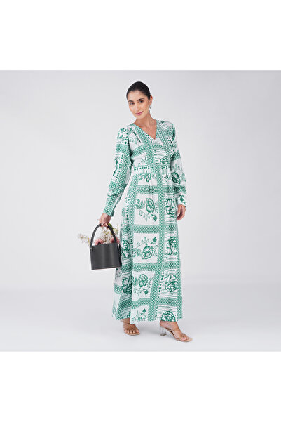LINELLE Blue Floral Corset Panel Maxi Dress