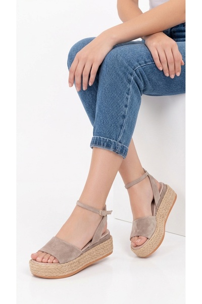 Eysha Zaren Women's Wedge Heel Sandals Straw Sole Open Toe Single Strap Ankle...