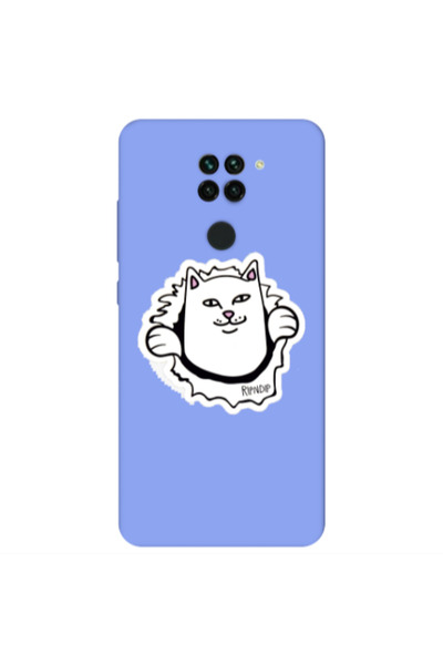 Other Xiaomi Redmi Note 9 White cat Light Purple Colored Silicone TPU Θήκη