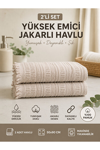 Vivesta Home 2-Piece Face Towel Set 50X90 cm Cotton Hand Towels with Tassels ...