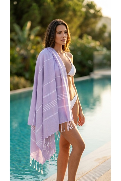 MaVaux Striped Peshtemal |   Cotton - Natural Fringed |   Beach, Pool, Spa, S...