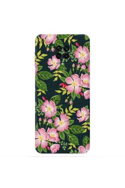 Other Xiaomi Redmi Note 9 Pro Pink flowers green laves Transparent Silicone T...