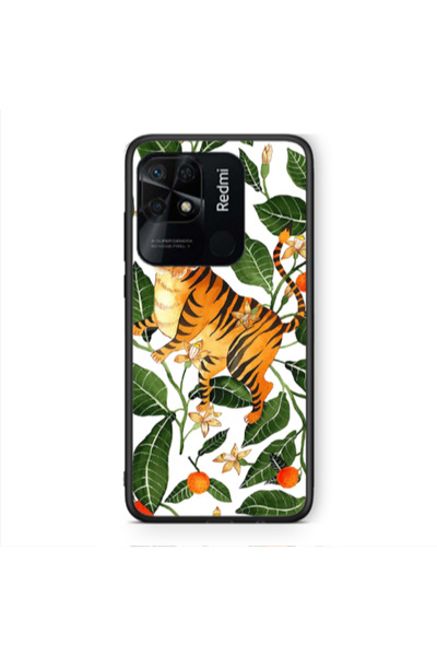 Other Xiaomi Redmi 10C Flower Leopard and Laves Black Glossy Θήκη