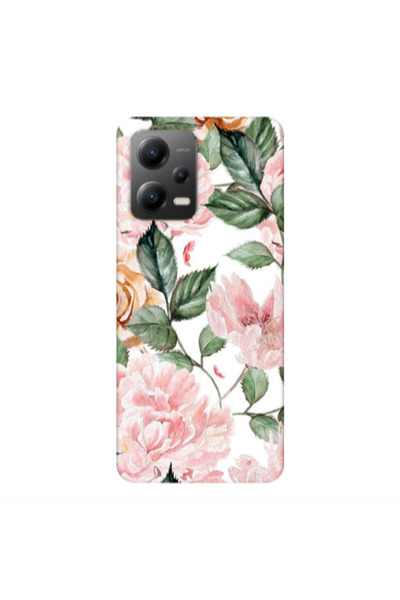Other Xiaomi Poco X5 Pink rose and laves Transparent Silicone TPU Θήκη