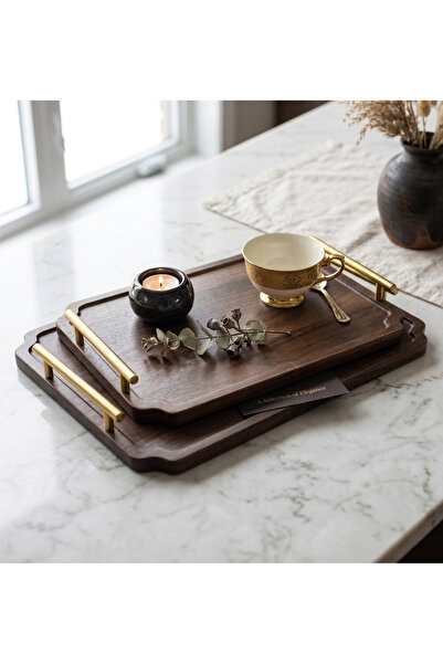 Generic 2 wooden trays set, classic design