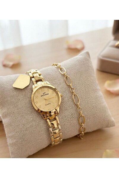 Feronnucci Women's Wristwatch Gold Color Metal Band White Dial Elegant Stylis...