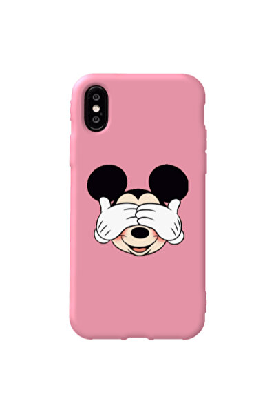 Other Apple iPhone Xs Mickeyy Pink Colored Silicone TPU Θήκη