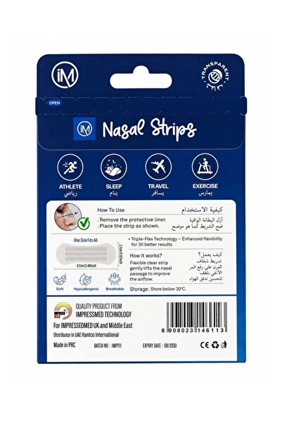 IM Nasal Strips Clear Invisible For Snoring And Congestion Relief 30 Count