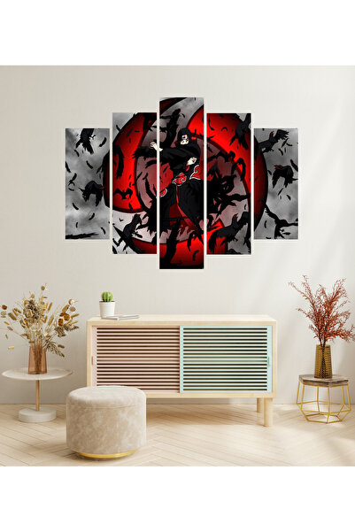 tablomaxtbx 5 Parça Itachi Karga Akatsuki Naruto Anime Dekoratif MDF Tablo Se...