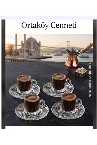 ORTAKÖYCENNETİ 6 KIŞİLİK 12 parça cam Elysia Mod. Türk kahve fincanı 70 cc ha...
