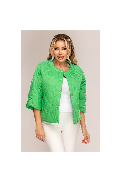 OEM Jachetă damă scurtă, matlasată, verde, S/M