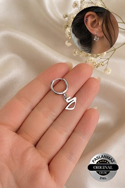 Lynare Hole Swan Model Men Women Unisex 316L Steel Hoop Earring 1 Piece
