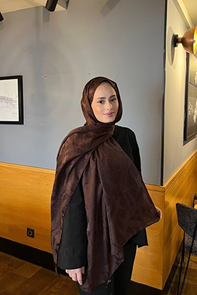 YILDIZ SCARFS Premium Jacquard Shawl Ivy Pattern - Brown