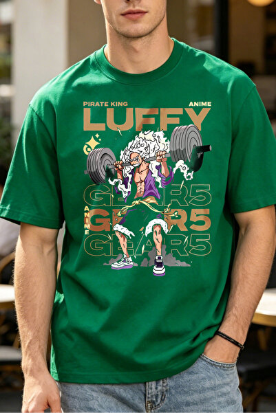 Fleck Casual Style T Shirts For Men Anime Pirate King Luffy Gear 5 Mens Print...