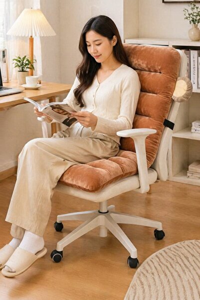 Generic 1 Pp Cotton Plush Non Slip Chair Seat Cushion Back Support Strap Anim...