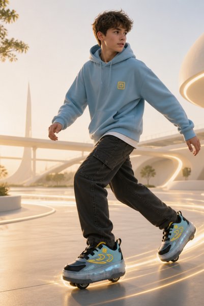 ByCukurovaFrango Işıklı Şarjlı Erkek Çocuk 4 Tekerlekli Mavi Günlük Sneaker F...