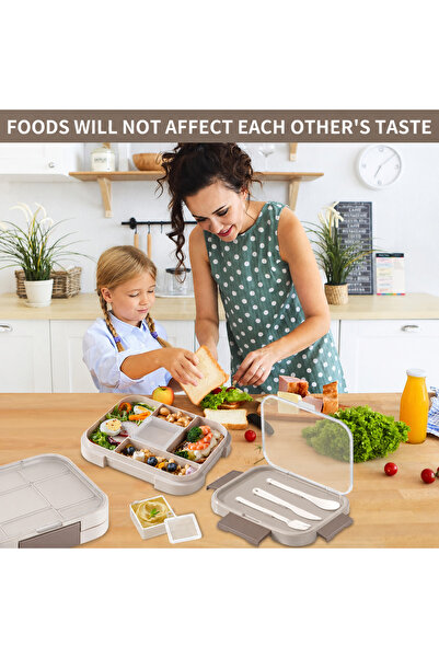Pomefar Kids Lunch Box, 5-Compartment 1000ml Bento Box with Sauce Jar and Cut...