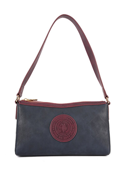 U.S. Polo Assn. حقيبة كتف نسائية باللون الأزرق الداكن والأحمر الداكن US26634