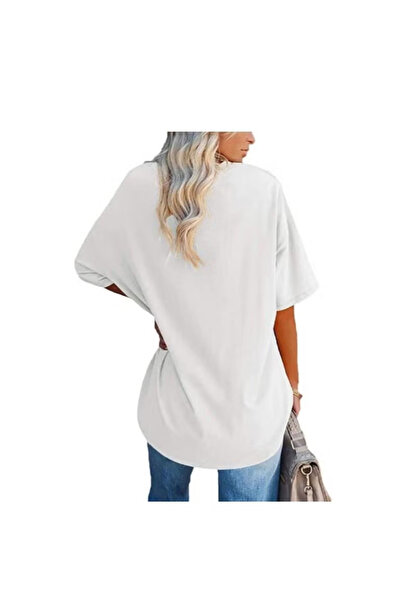Generic Women's Oversize T-Shirt with V-Neck Short Sleeve Casual Loose Basic ...