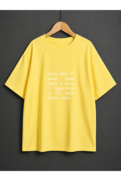 ZİYMO Women's Y2K Meow Meow Written Oversized T-Shirt