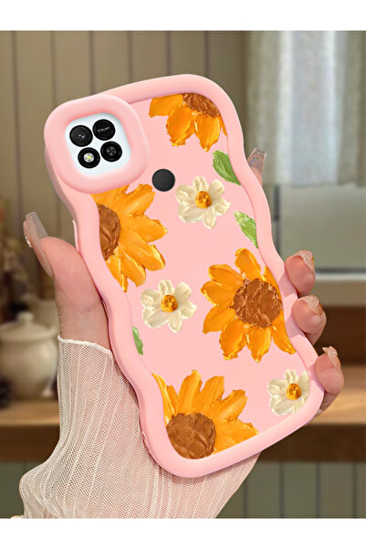 PATTERNOVA Redmi 9C/10A kılıf Ins tarz ayçiçeği dalgalı kılıf, basit tam darb...