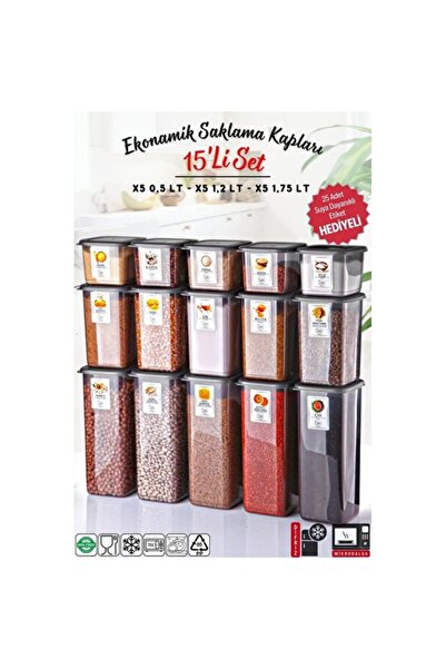 Empressco 15-Piece Anthracite Storage Container Set, Economical and Durable, ...