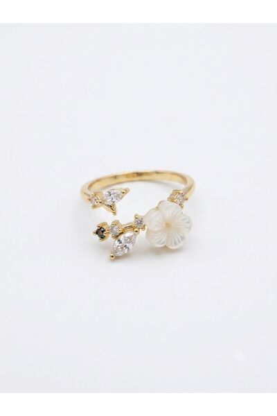 VAREVİA Zircon Stone Flower Ring