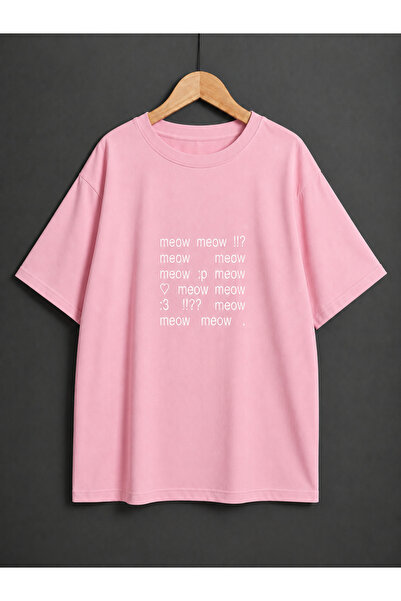 ZİYMO Women's Y2K Meow Meow Written Oversized T-Shirt