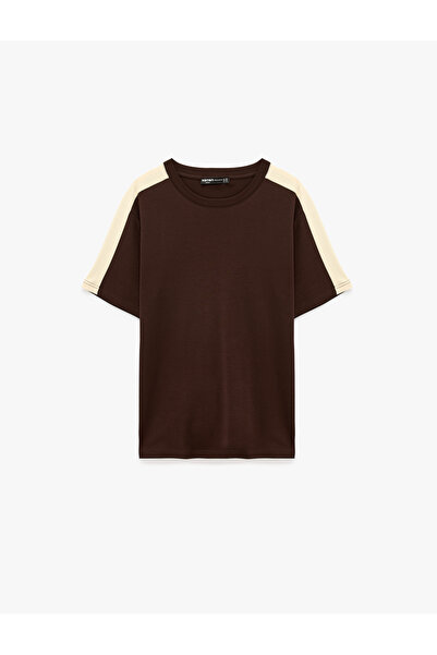Koton Cotton Regular Fit Color Block Short Sleeve Crew Neck T-Shirt