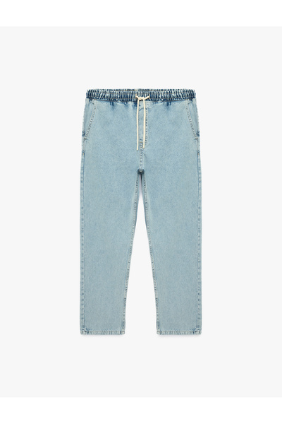Koton Cotton Pocketed Oversize Jeans with Tie-Waist