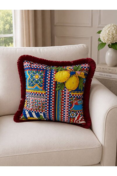 adenkahome Mi̇lano Series, Fringed Cushion Cover with Double-Sided Printing 4...