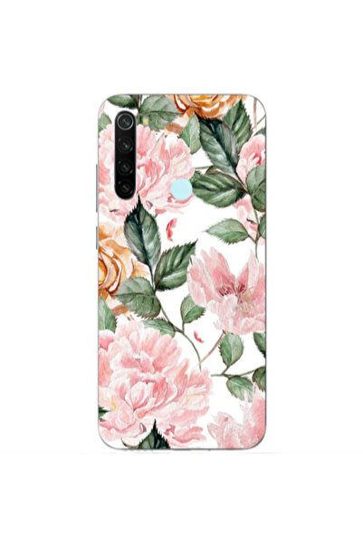 Other Xiaomi Redmi Note 8 Pink rose and laves Transparent Silicone TPU Θήκη
