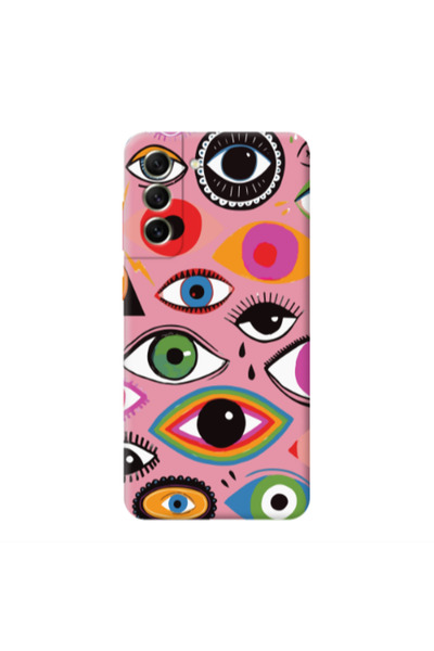 Other Samsung S21 Colorful eyes Pink Colored Silicone TPU Θήκη